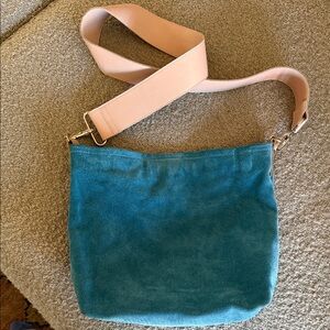 Chic Teal Suede Crossbody Bag